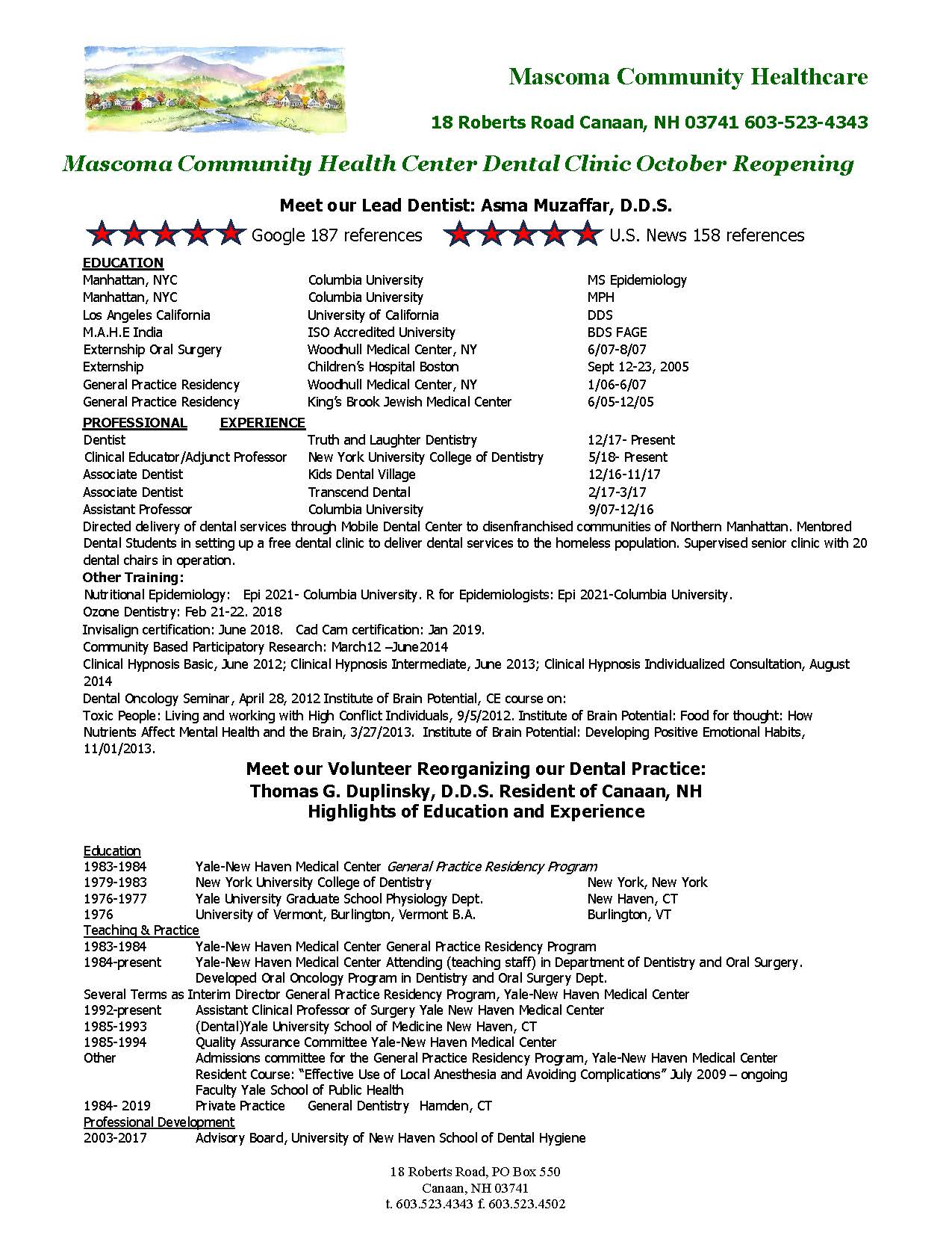 dental team info - pdf attached